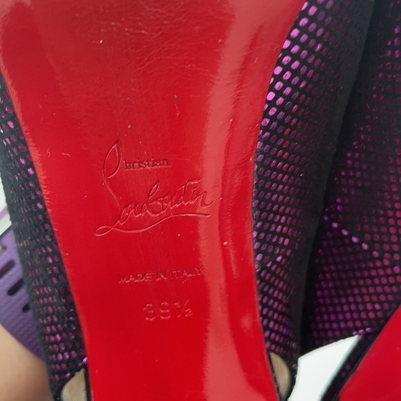 Christian Louboutin No Prive Metallic Fuschia slingback stiletto heels 39.5 - Picture 7 of 11